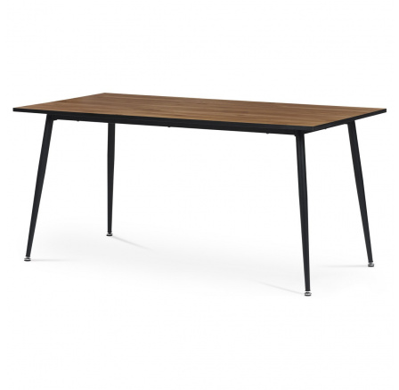 Jedálenský stôl, 160x80, vrchná doska MDF, dyha divoký dub, kovové nohy, čierny lak