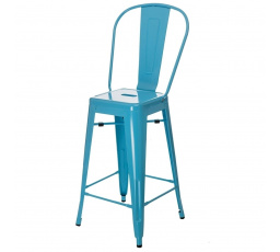 Barová stolička Paris Back 66 cm modrá inšpirovaná Tolix