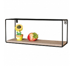 Nástenná polica 40 cm, MDF, dekor dub, čierny matný kov