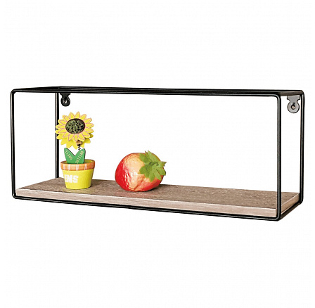 Nástenná polica 40 cm, MDF, dekor dub, čierny matný kov Nástenná polica 40 cm, MDF, dekor dub, čierny matný kov