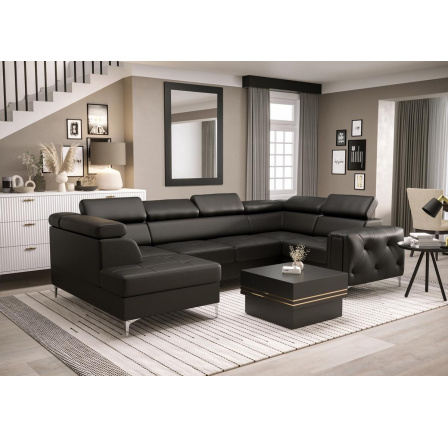 Rohová sedacia súprava ORION MAX II s funkciou spania 165x350x185 cm - čierna eko koža, pravá Rohová sedacia súprava ORION MAX II s funkciou spania 165x350x185 cm - čierna eko koža, pravá