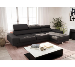 Rohová sedacia súprava MILANO MINI prírodná koža - čierna koža, pravá
