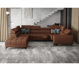 Rohová sedacia súprava PORTO MAX I, relax prírodná koža 225x350X193 cm - ľavá, prírodná koža - voliteľná farba