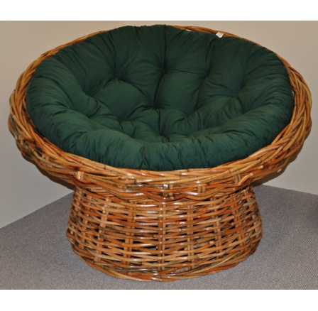 Ratanový papasan Abaka vankúš zelený dralon