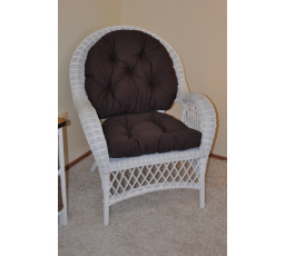Ratanové kreslo Florida biely vankúš hnedý
