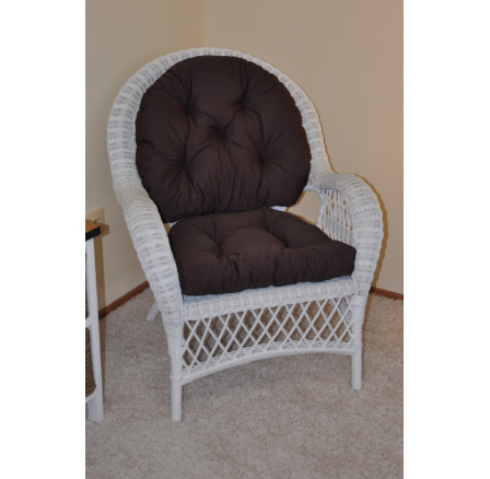 Ratanové kreslo Florida biely vankúš hnedý