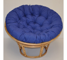 Ratanový papasan 115 cm medový - vankúš tmavomodrý