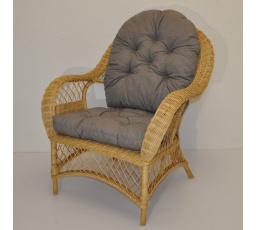 Ratanové kreslo Florida medové polster sivý melír