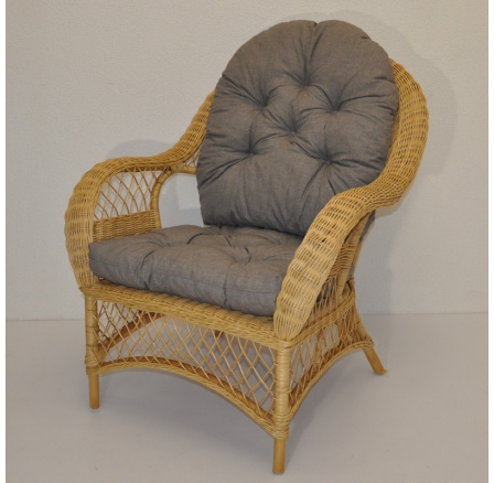 Ratanové kreslo Florida medové polster sivý melír