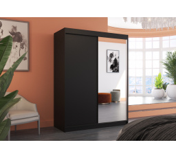 Posuvná skriňa so zrkadlom JORDI 150 Čierna+Čierna