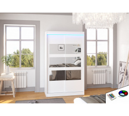 Posuvná skriňa so zrkadlom a LED osvetlením KOLORADO 120 Biela+Biela