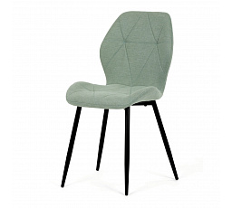 Jedálenská stolička, zelená látka, čierne kovové nohy