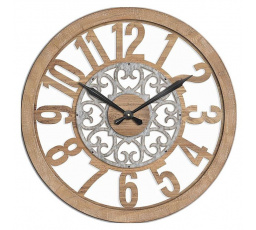 Hodiny nástěnné - pr. 60 cm, MDF a kov, hnědé