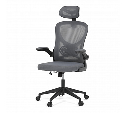 Kancelárska stolička, sivá sieťovina, čierny plast, kolieska na tvrdé podlahy