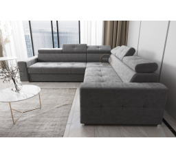 Rohová sedacia súprava s funkciou spania MARGO MAX 270x270 - sivá, pravá