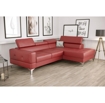 Rohová sedacia súprava TOSCANIA MINI prírodná koža 170x250 cm - červená, pravá