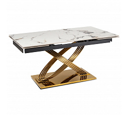 Stôl IBIZA Keramický Rozkladací 160-240 cm Biely Mramor/Zlatý