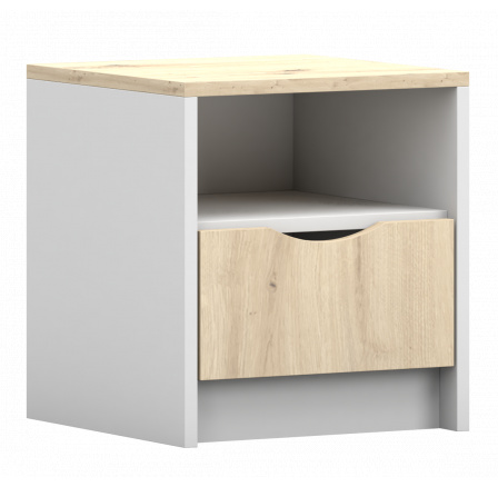 Nočný stolík - JOY I 22, Biela/Dub Artisan Nočný stolík - JOY I 22, Biela/Dub Artisan