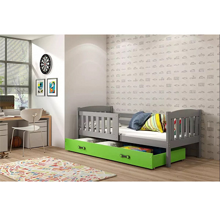 Posteľ Kuba 90x200 grafit/zelená Posteľ Kuba 90x200 grafit/zelená