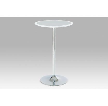 Barový stôl bielo-strieborný plast, pr. 60 cm