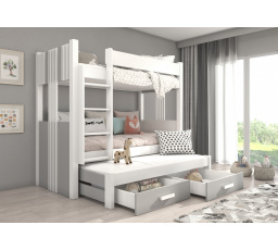 ARTEMA trojposchodová posteľ 200x90 biela+sivá