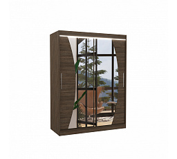 Posuvná skriňa so zrkadlom a LED osvetlením MODESTO 150 Choco+Choco