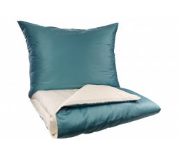 Francúzske obliečky Satén UNI DUO 220x200, 70x90cm petrol/smotanová