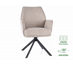 Jedálenská otočná stolička HUGO BREGO s pružinovým sedákom, Béžová 31/Čierna