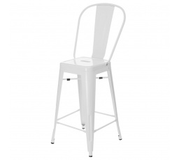 Barová stolička Paris Back 66 cm biela inšpirovaná Tolix