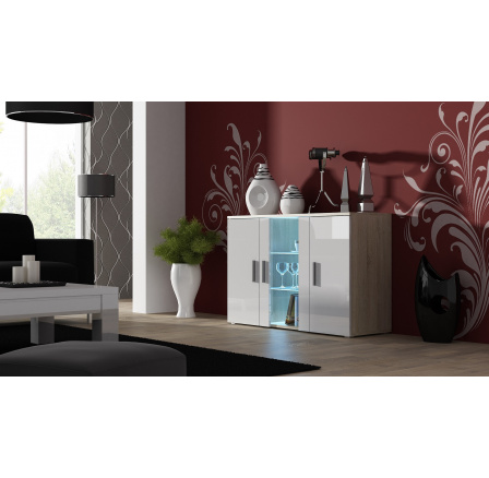 Komoda SOHO S-7, Dub sonoma/Biely lesk