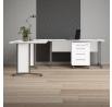 Rohový písací stôl OFFICE 80400/304, Biela/Strieborná