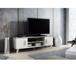 TV komoda LOTTA RTV160 (2D2K), Biela/Dub sonoma