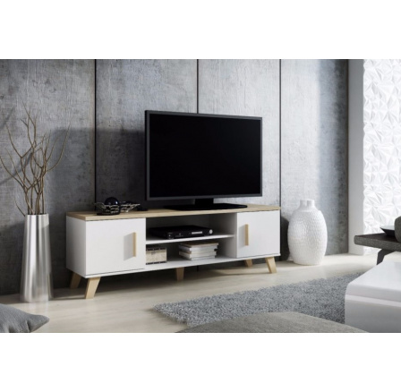 TV komoda LOTTA RTV160 (2D2K), Biela/Dub sonoma