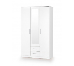 Šatníková skriňa LIMA S-3, biela / zrkadlo 