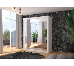 Posuvná skriňa so zrkadlom MORGAN 180 Biela+Biela