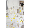 Bavlnené detské obliečky do malej postieľky 90x135, 45x60 cm medvedík v oblakoch zipsový uzáver