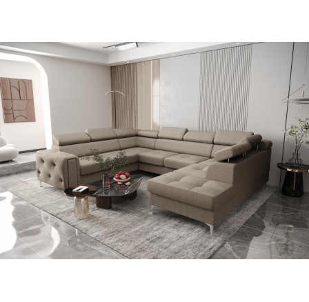 Rohová sedacia súprava ORION MAX I s funkciou spania 225X350X255 cm - hnedá, ľavá