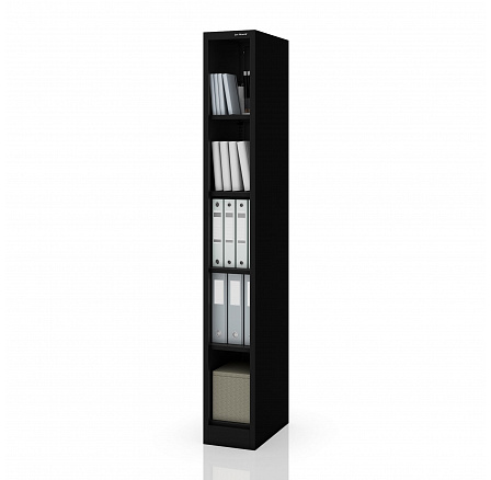 Úzky kovový regál, archivačný na dokumenty čierny: TIM 250 x 1850 x 400 mm