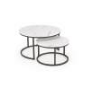 Konferenčné stolíky JAVA sada, biely mramor / čierna