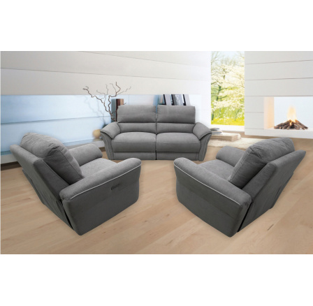 MACAU - SEDACIA SÚPRAVA 3+1+1 (50035M) AL1.5-1E+AR1.5-1E+L1-1E+L1-1E relaxačné elektrické ležadlo - látka 15875/20810# tmavo sivá (MAN) CH19