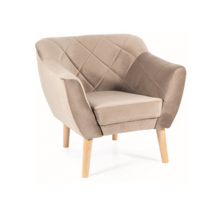 Kreslo KARO 1 VELVET, béžová Bluvel 40/Buk