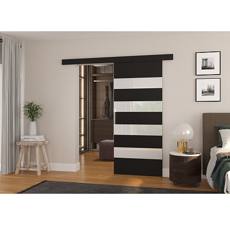 Posuvné dvere na stenu MILOU 86 Black+White Lacobel Posuvné dvere na stenu MILOU 86 Black+White Lacobel