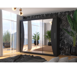 Posuvná skriňa so zrkadlom DIEGO 250 Čierna+Čierna