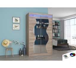 Posuvná skriňa so zrkadlom a LED osvetlením OSWALD 120 Truffle+Truffle