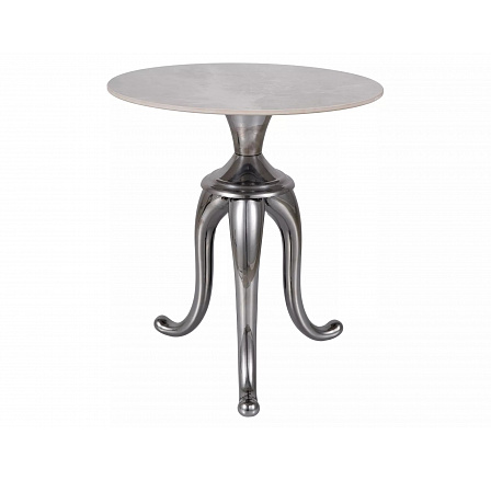 Konferenčný stôl SNAKE, Efekt bieleho mramoru/Strieborná