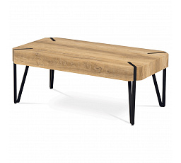 Konferenčný stolík 110x60x43, MDF bielený dub, čierny matný kov
