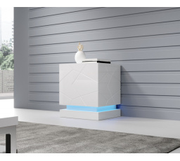 Nočný stolík QIU, biely lesklý/biely lesklý