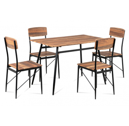 Jedálenský set (1+4), MDF, 3D dekor vintage čerešňa, kovový podstavec, čierny matný lak