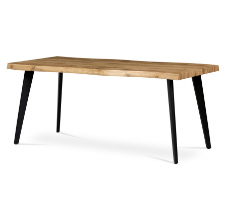 Jedálenský stôl, 180x90x75 cm, MDF doska, 3D dekor divoký dub, kov, čierny lak