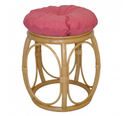 Ratanová taburetka široká medová polster malinový melír